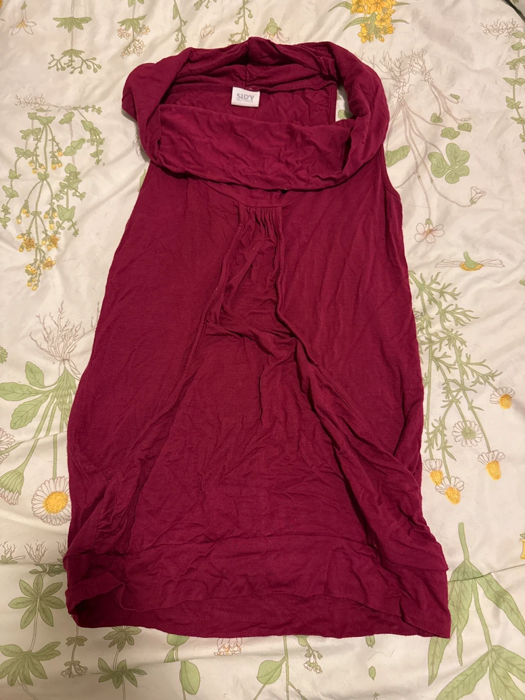 Suzy Shier Maroon Cowl Neck Sleeveless Top
