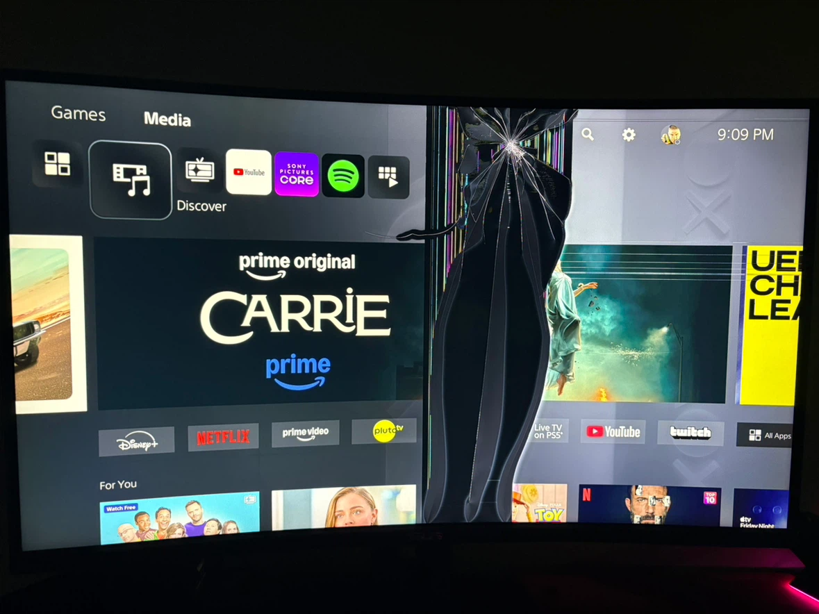 ASUS TUF Gaming VG27W Monitor with Damaged Screen