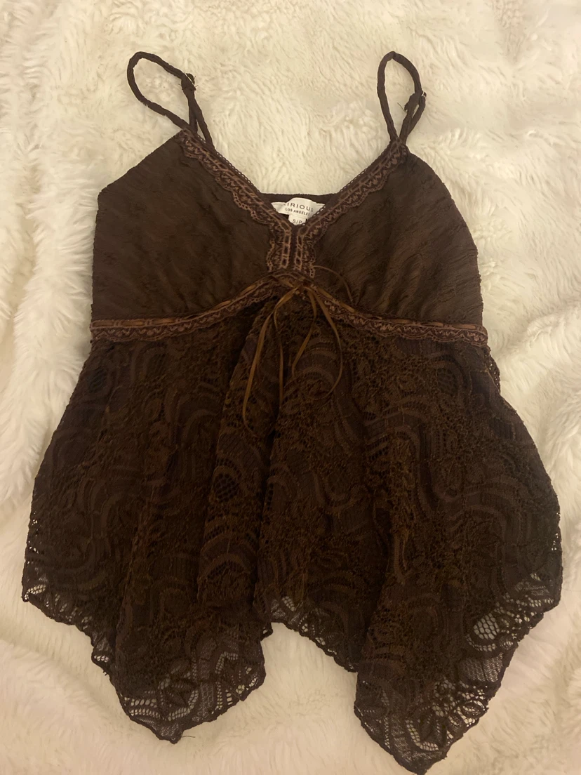 Kirious Los Angeles Brown Lace Babydoll Top