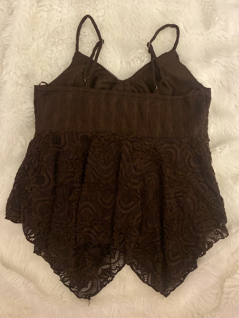 Kirious Los Angeles Brown Lace Babydoll Top - photo 2