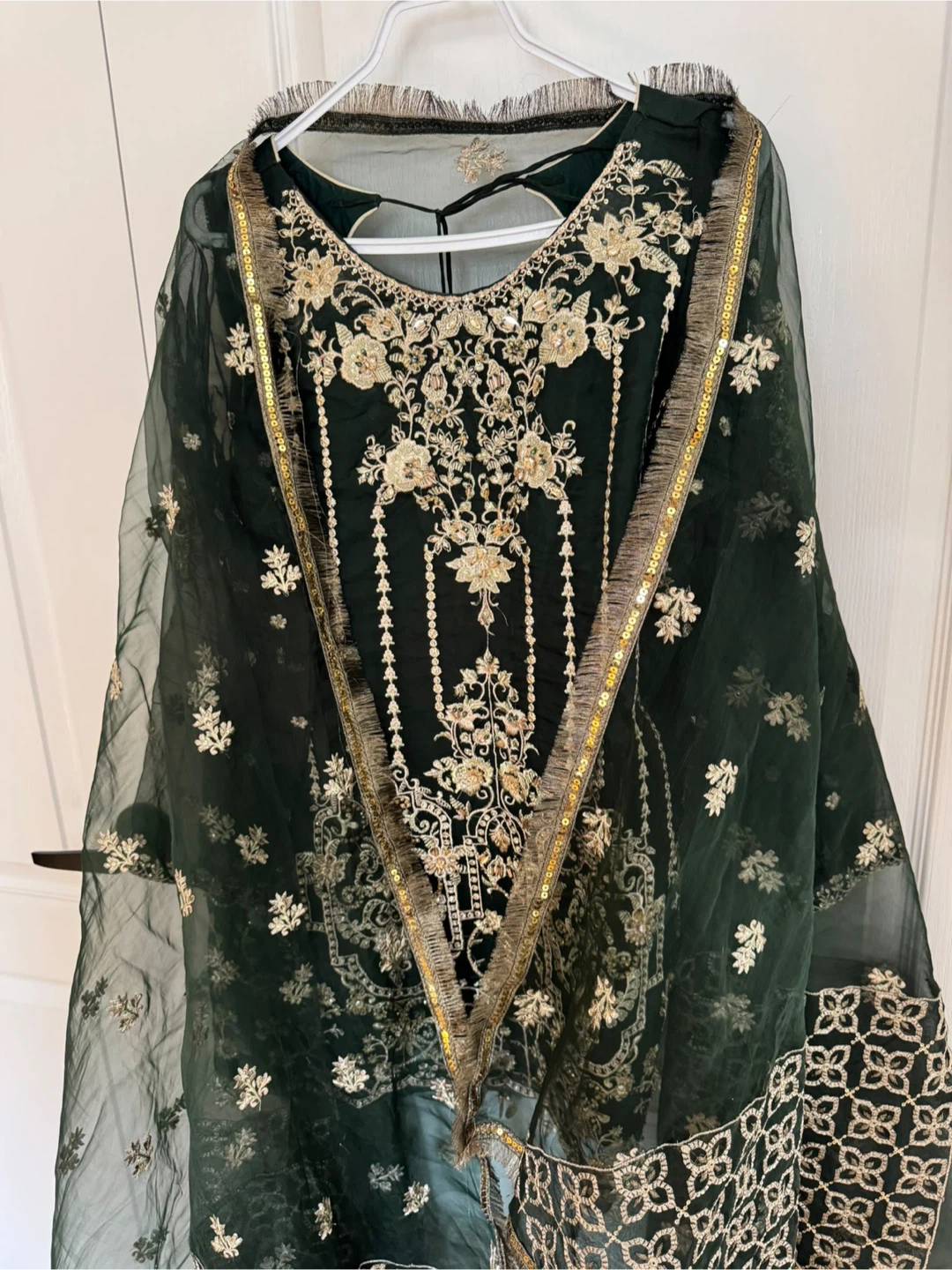 Dark Green Embroidered Pakistani Suit - photo 4