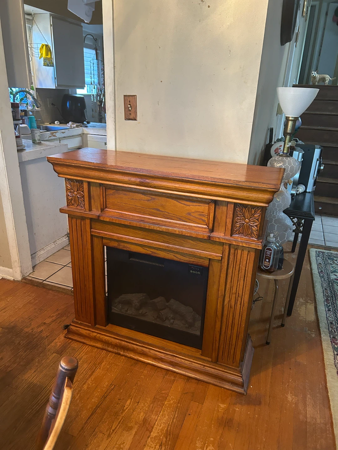 Electric Fireplace with Wood Mantel