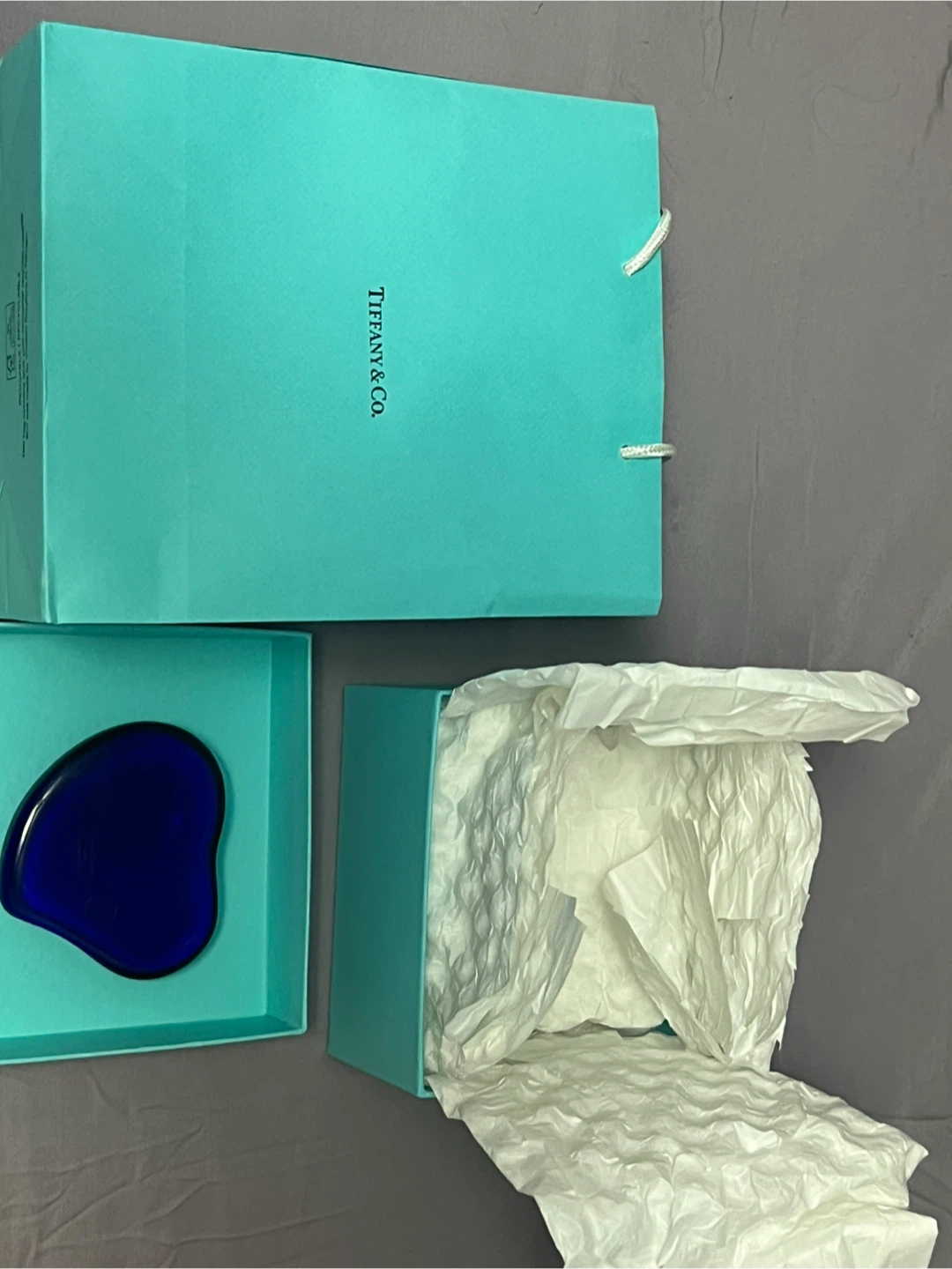 Tiffany & Co. Elsa Peretti Blue Glass Heart Paperweight