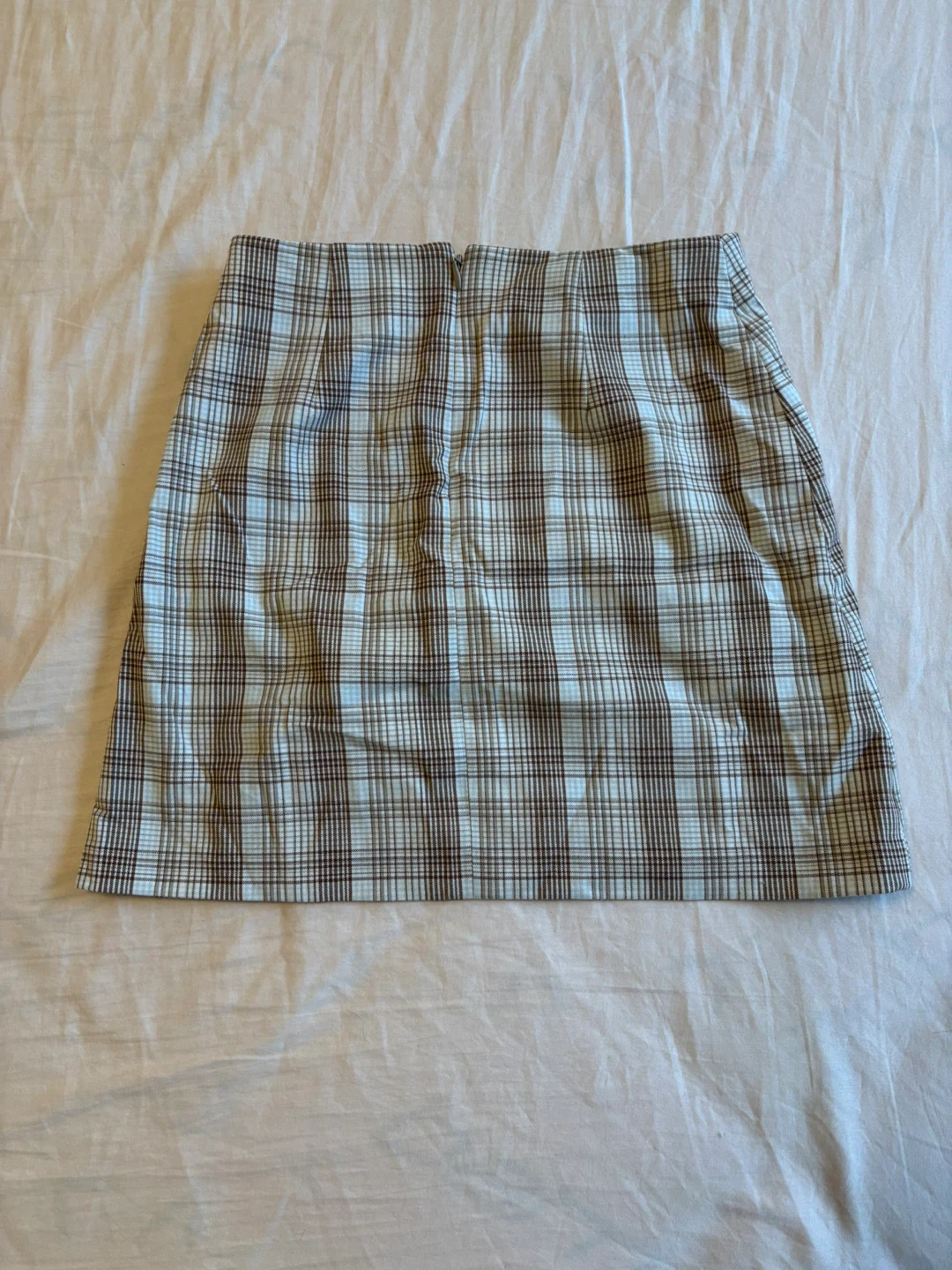 Aritiza Sunday Best Plaid Aline Mini Skirt Cream & Tan Size 00 - photo 3