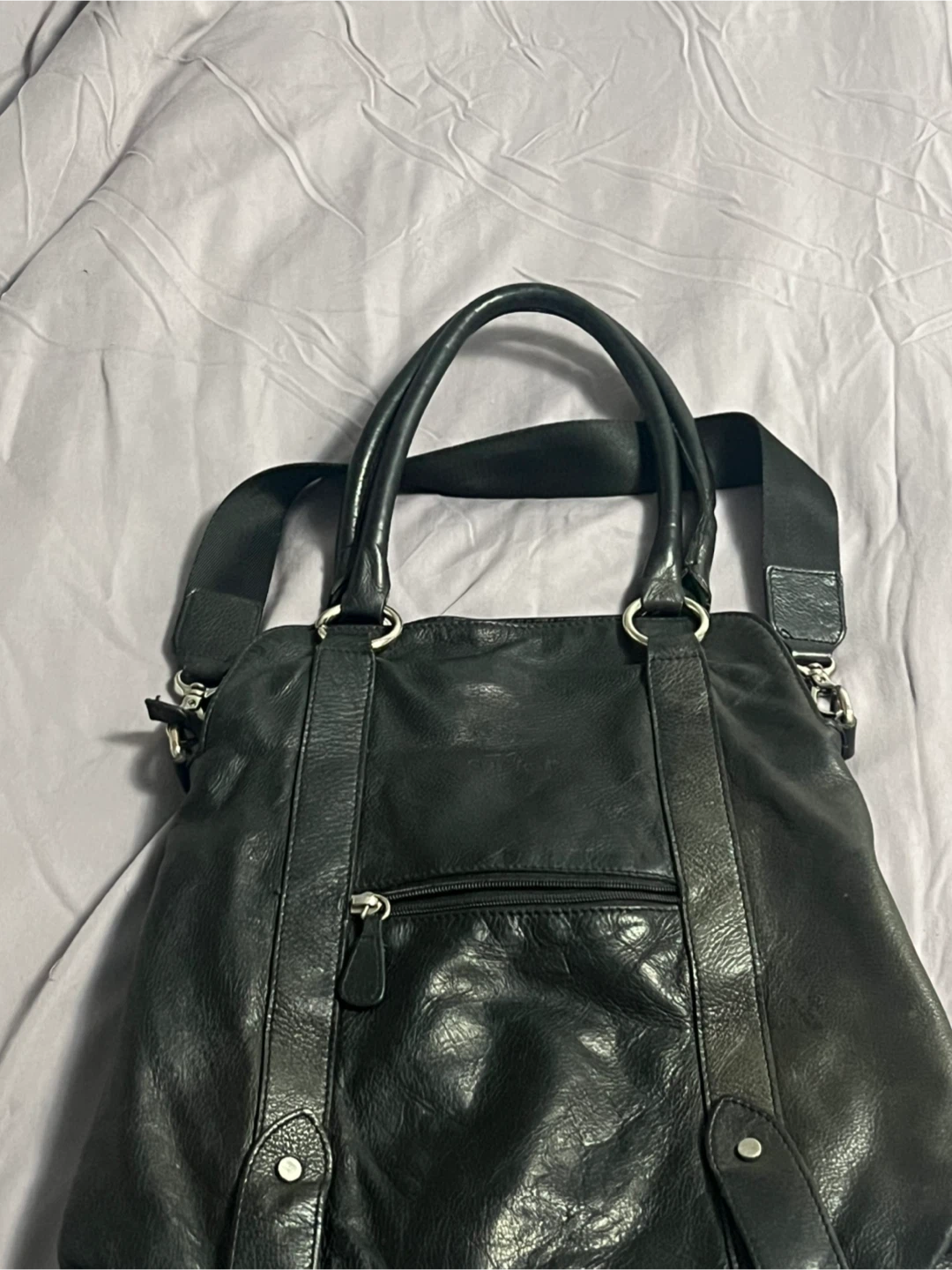 Saki black leather tote bag - photo 2
