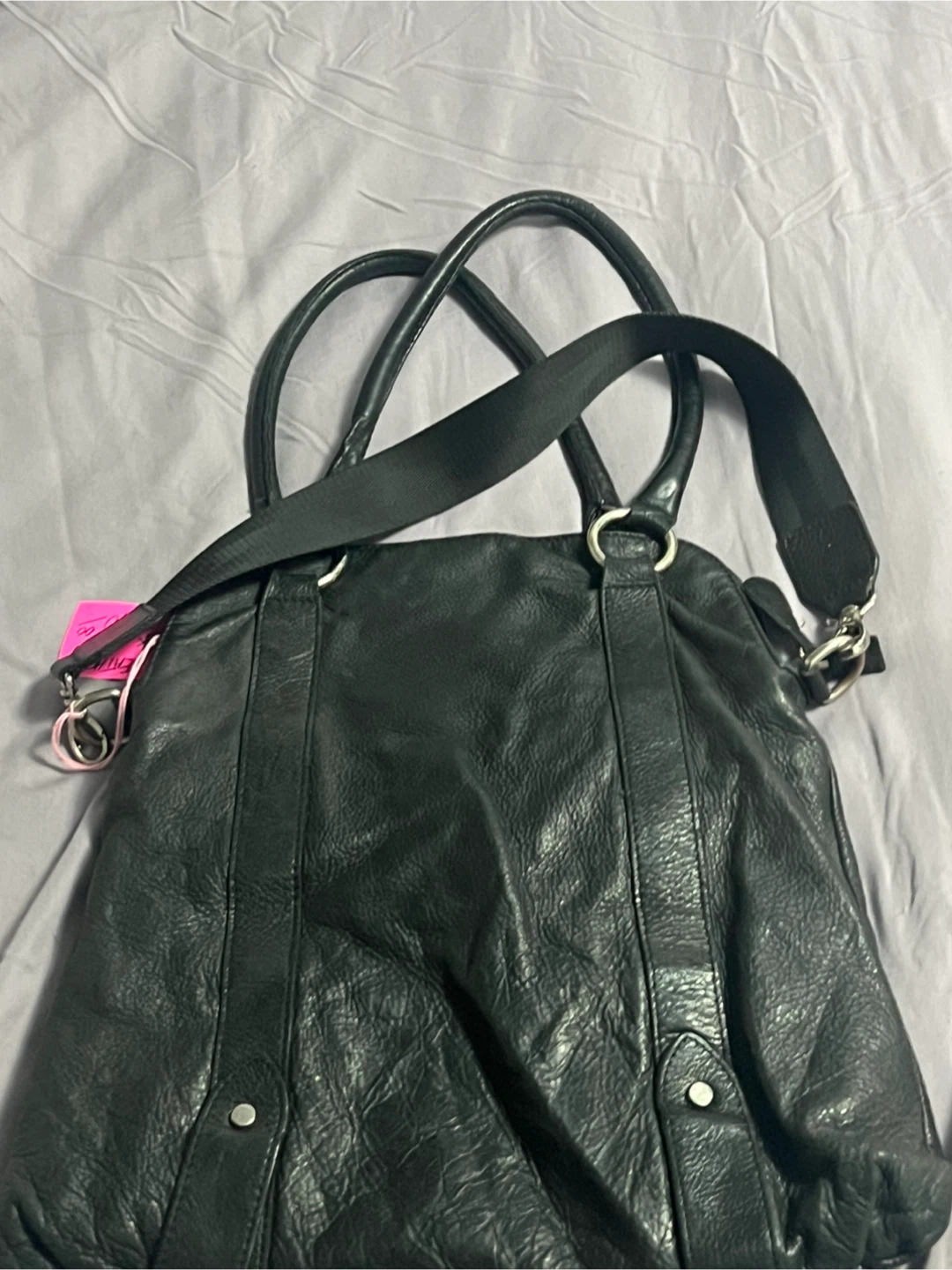 Saki black leather tote bag - photo 3