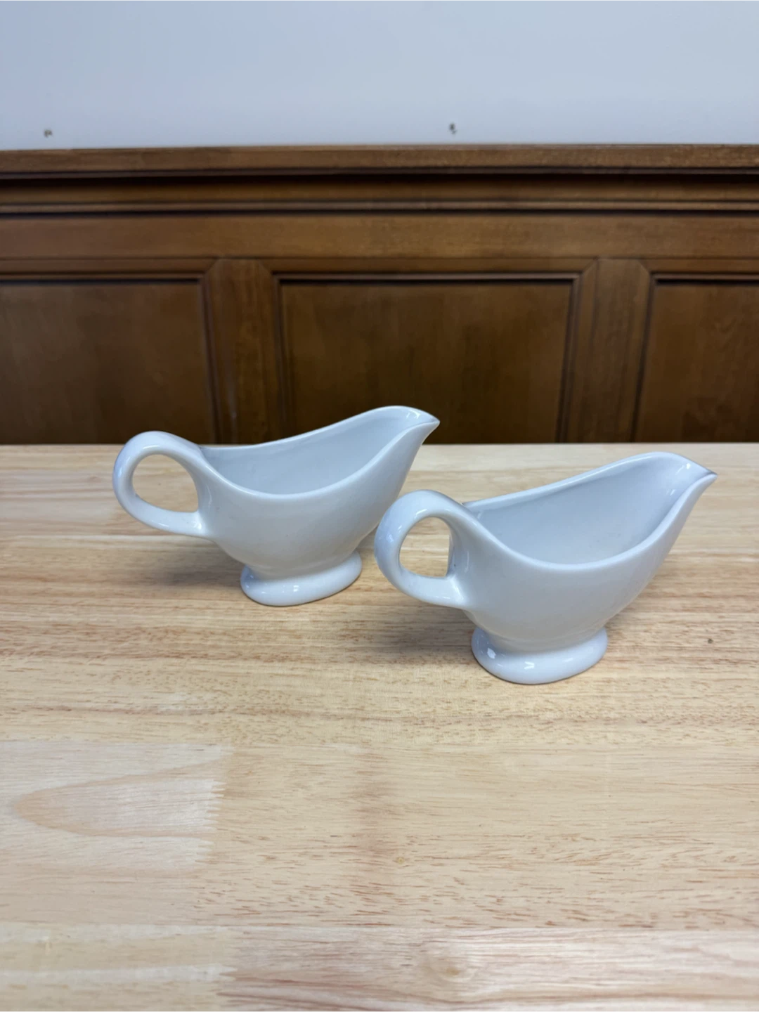 Two White Ceramic Gravy Boats