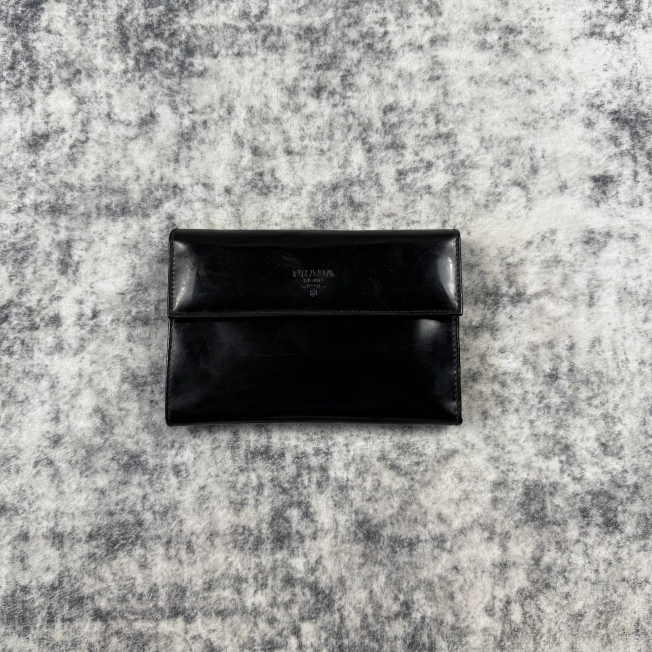 Vintage 1997 Prada Black Spazzolato Leather Wallet