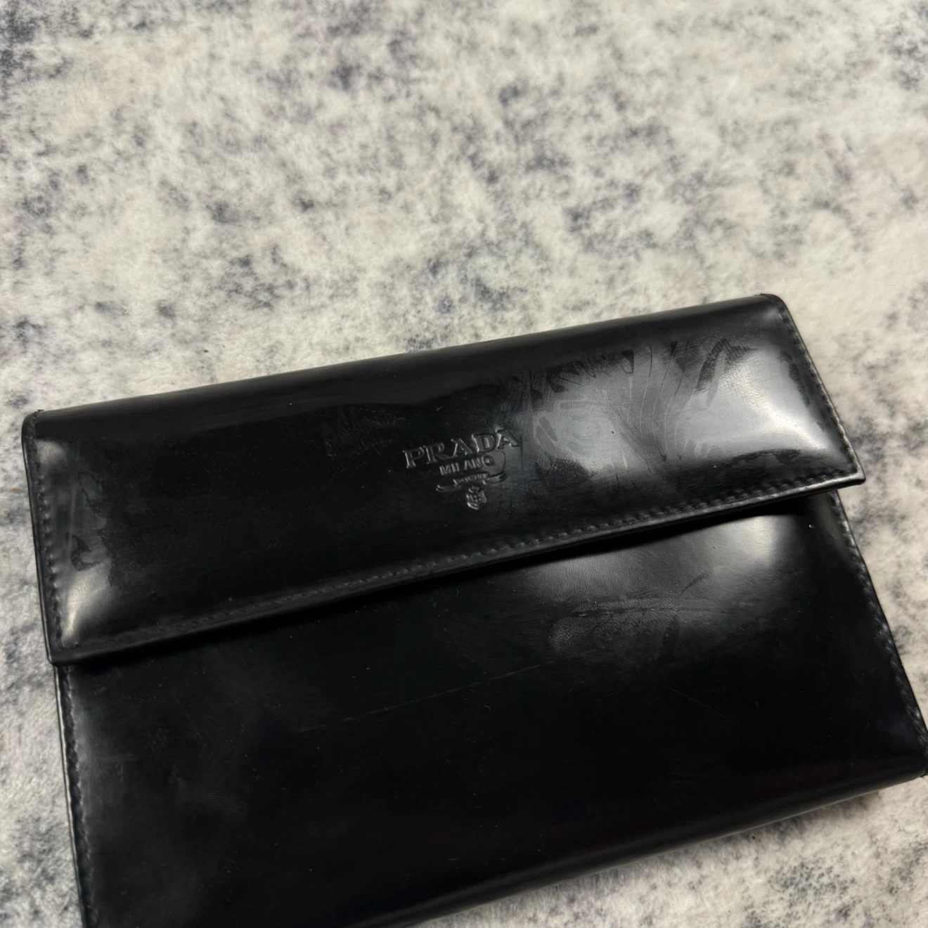 Vintage 1997 Prada Black Spazzolato Leather Wallet - photo 2