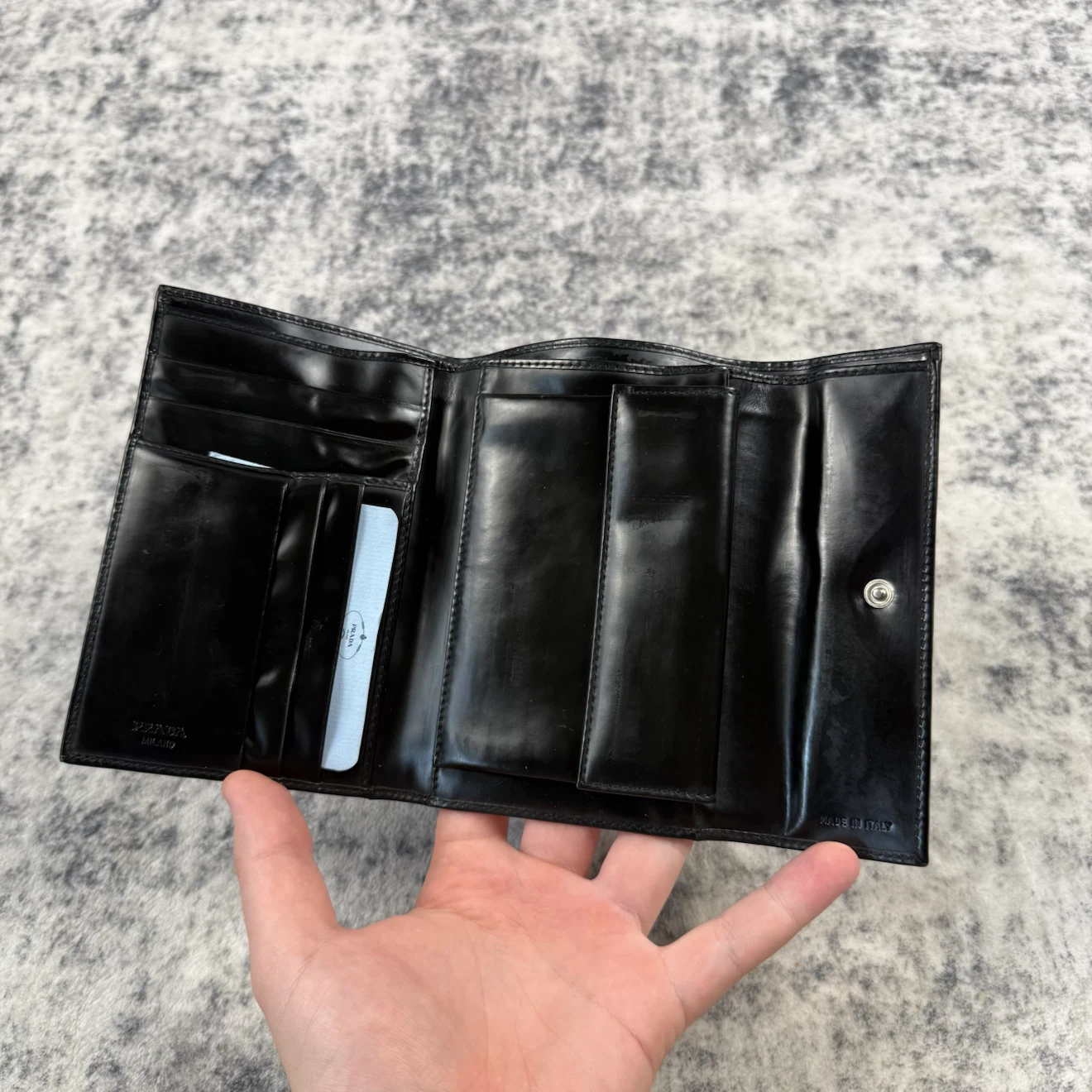 Vintage 1997 Prada Black Spazzolato Leather Wallet - photo 5