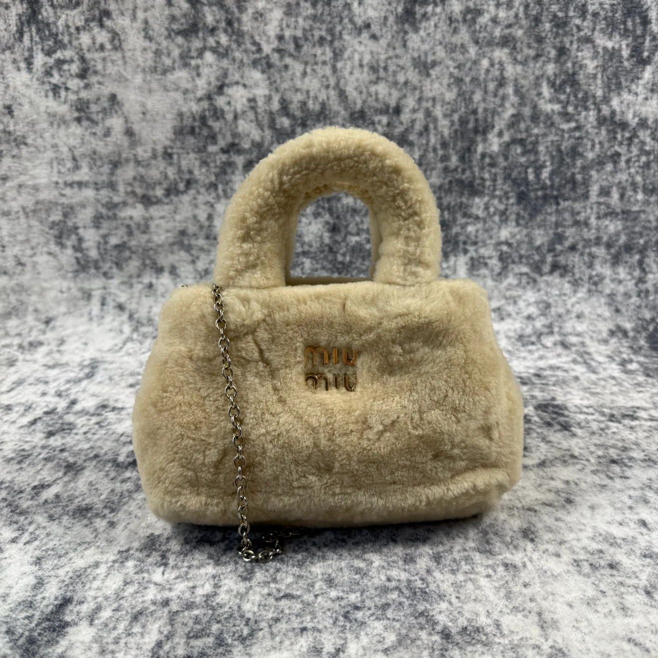 Miu Miu Cream Shearling Fur Handbag