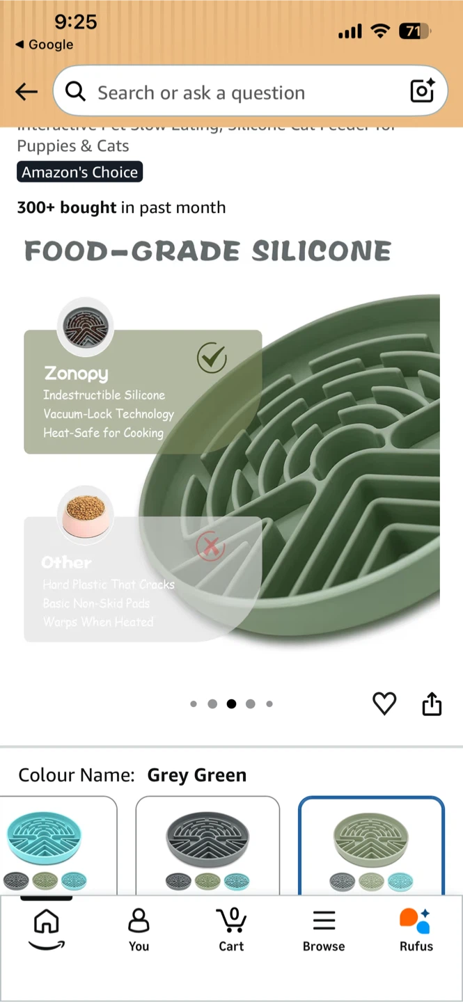 Zonopy Slow Feeder Dog Bowl Grey Green - photo 2