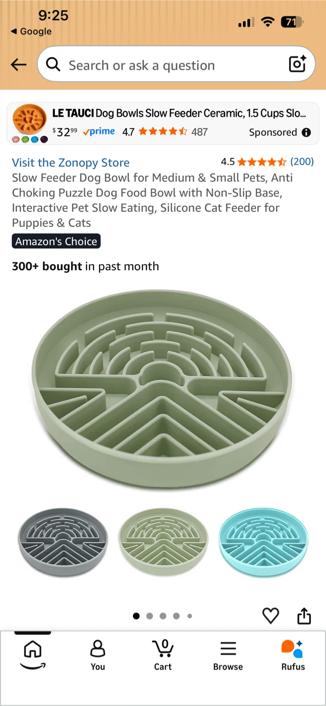 Zonopy Slow Feeder Dog Bowl Grey Green - photo 3