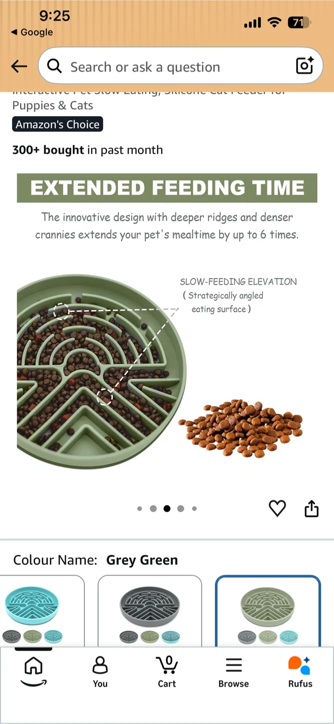 Zonopy Slow Feeder Dog Bowl Grey Green - photo 4