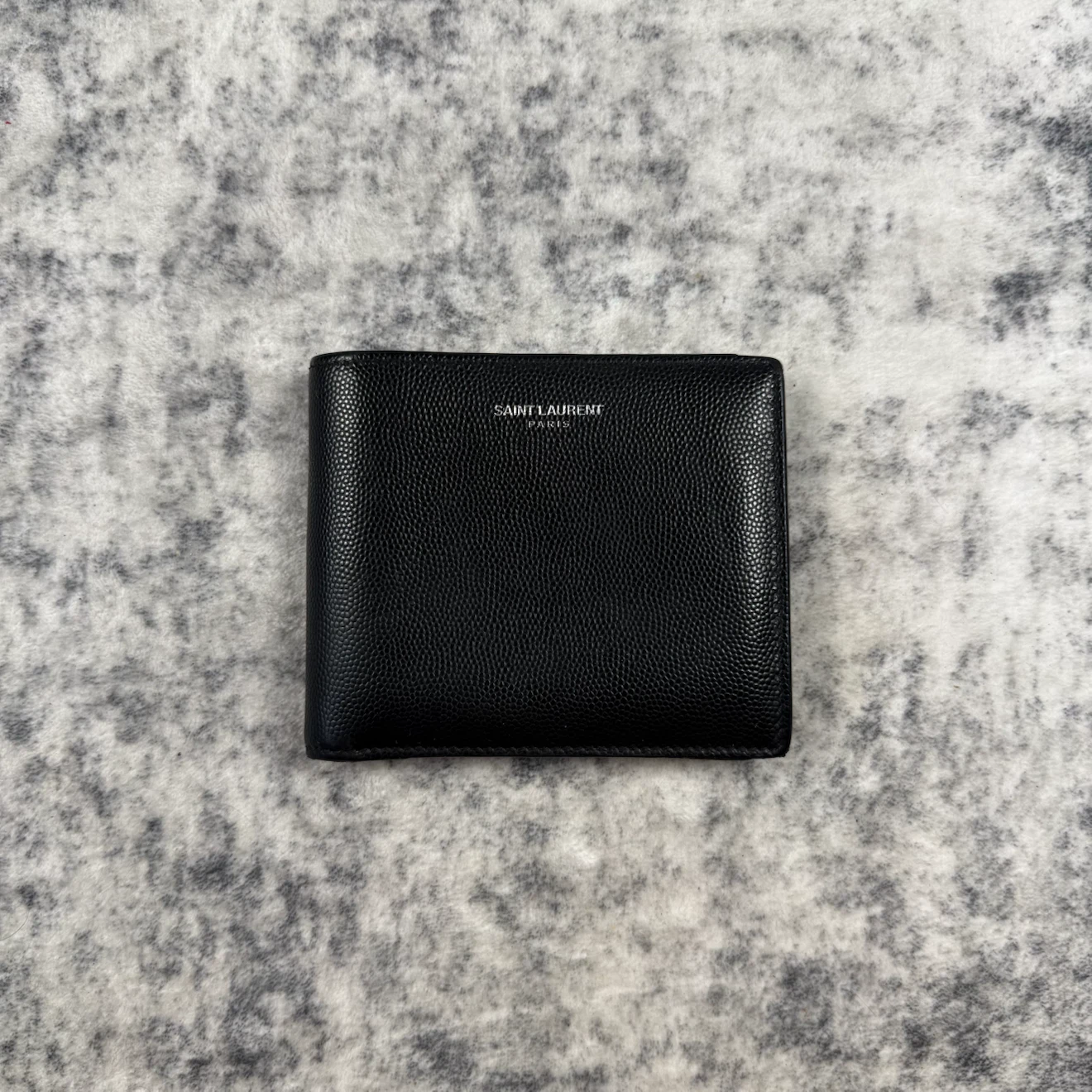 Saint Laurent Paris Black Grain de Poudre Leather Bifold Wallet