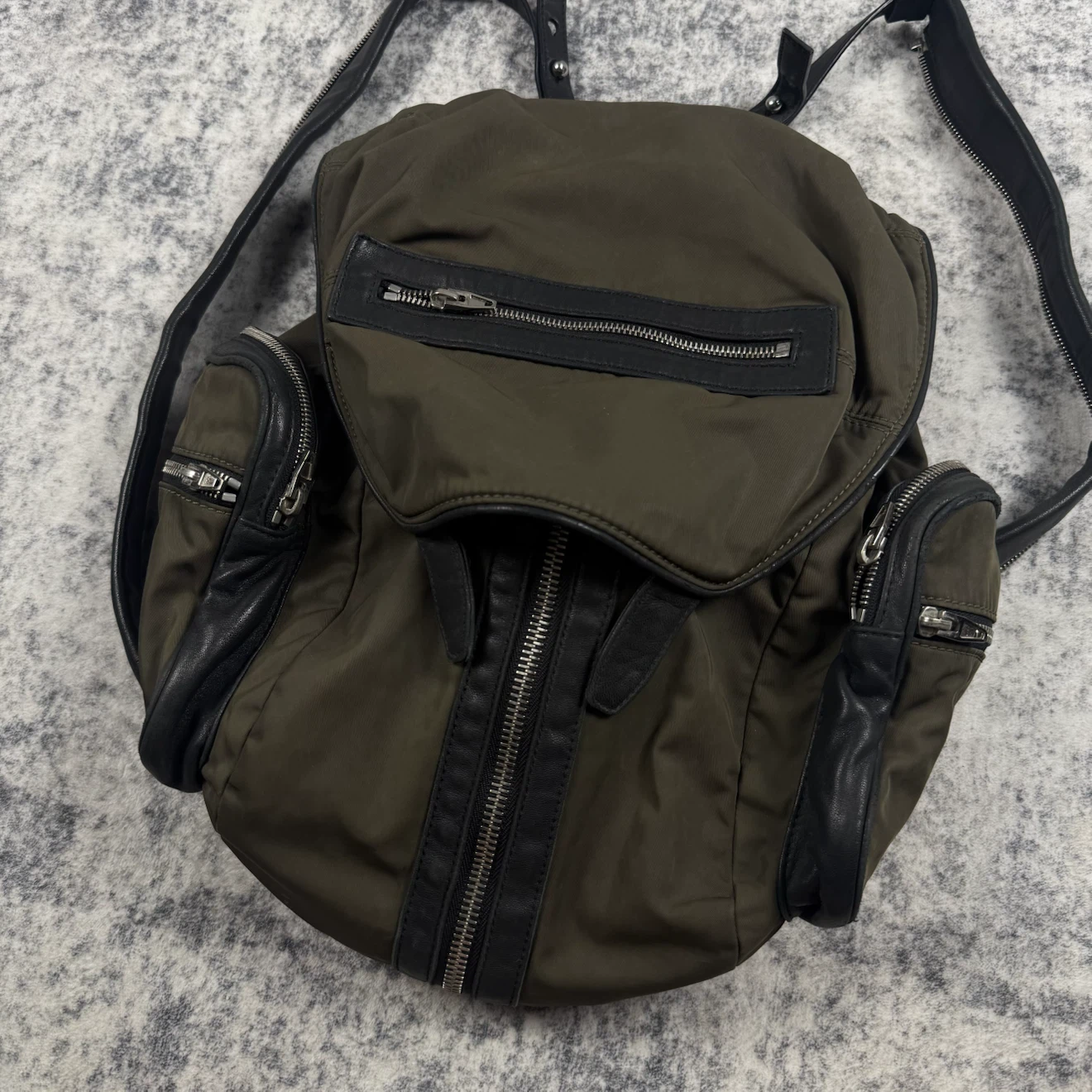 Alexander Wang Olive Green Nylon Leather Multi-Zip Backpack - photo 2