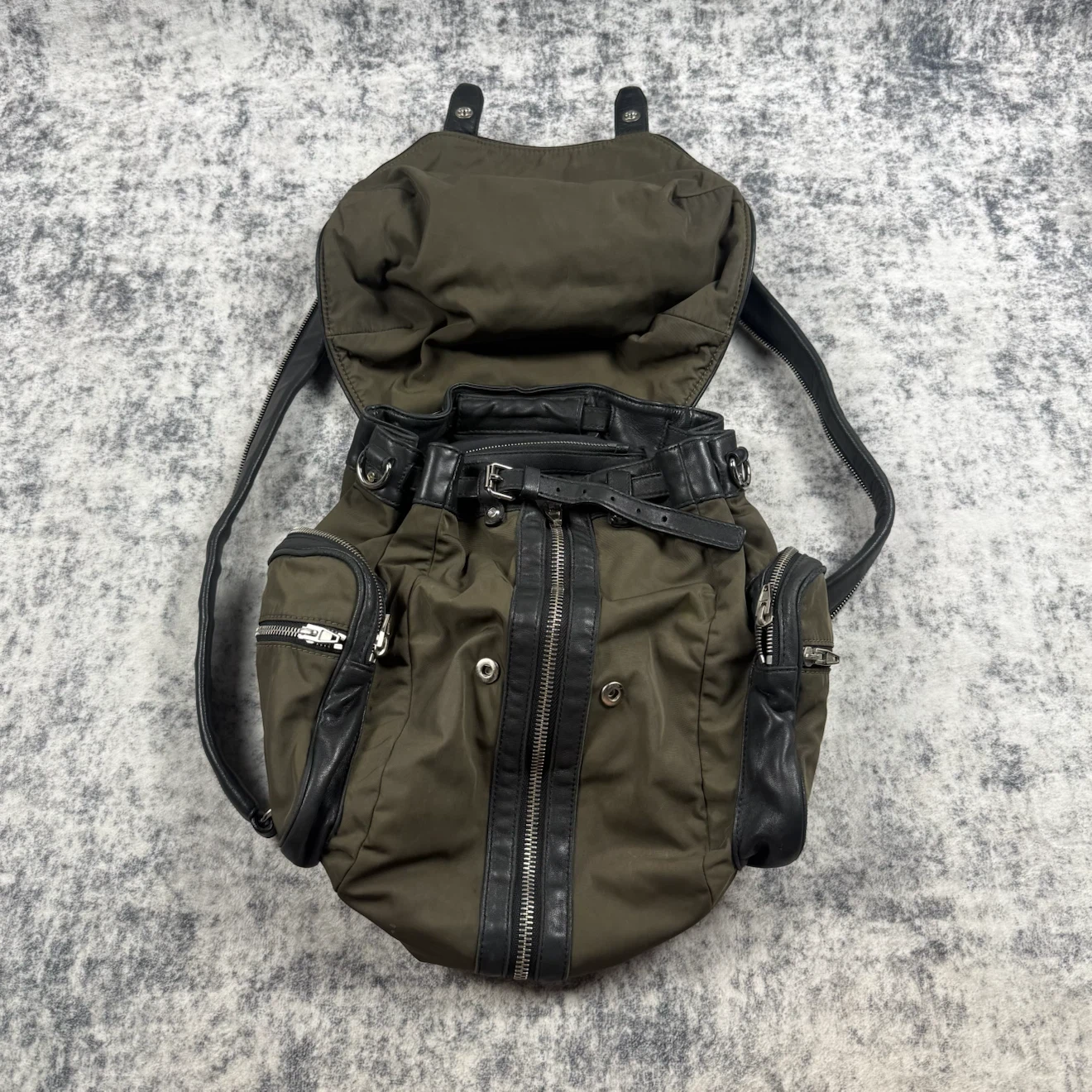 Alexander Wang Olive Green Nylon Leather Multi-Zip Backpack - photo 3