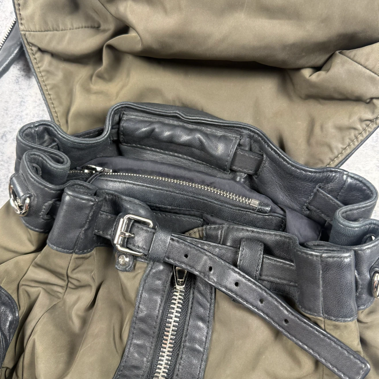 Alexander Wang Olive Green Nylon Leather Multi-Zip Backpack - photo 4