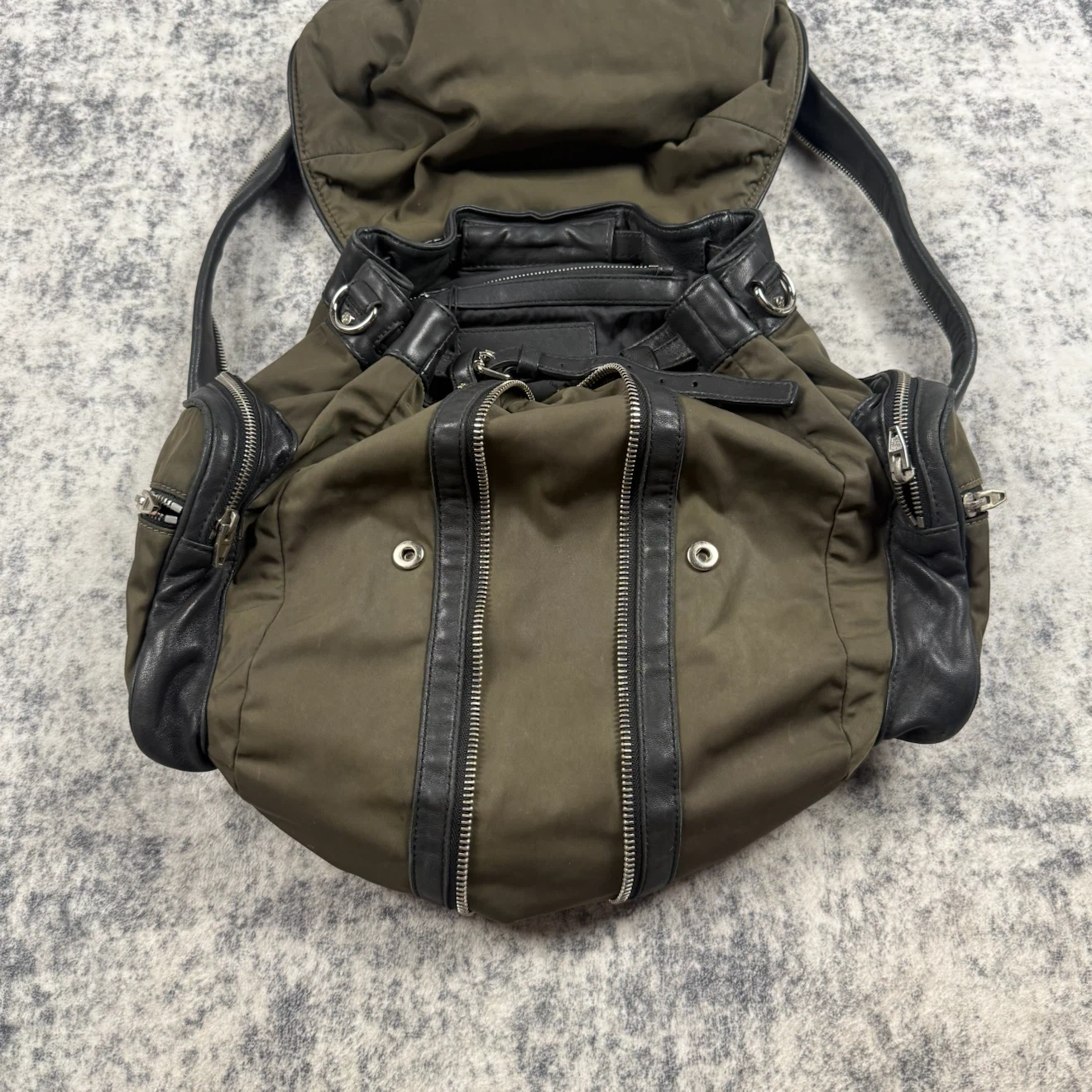Alexander Wang Olive Green Nylon Leather Multi-Zip Backpack - photo 5