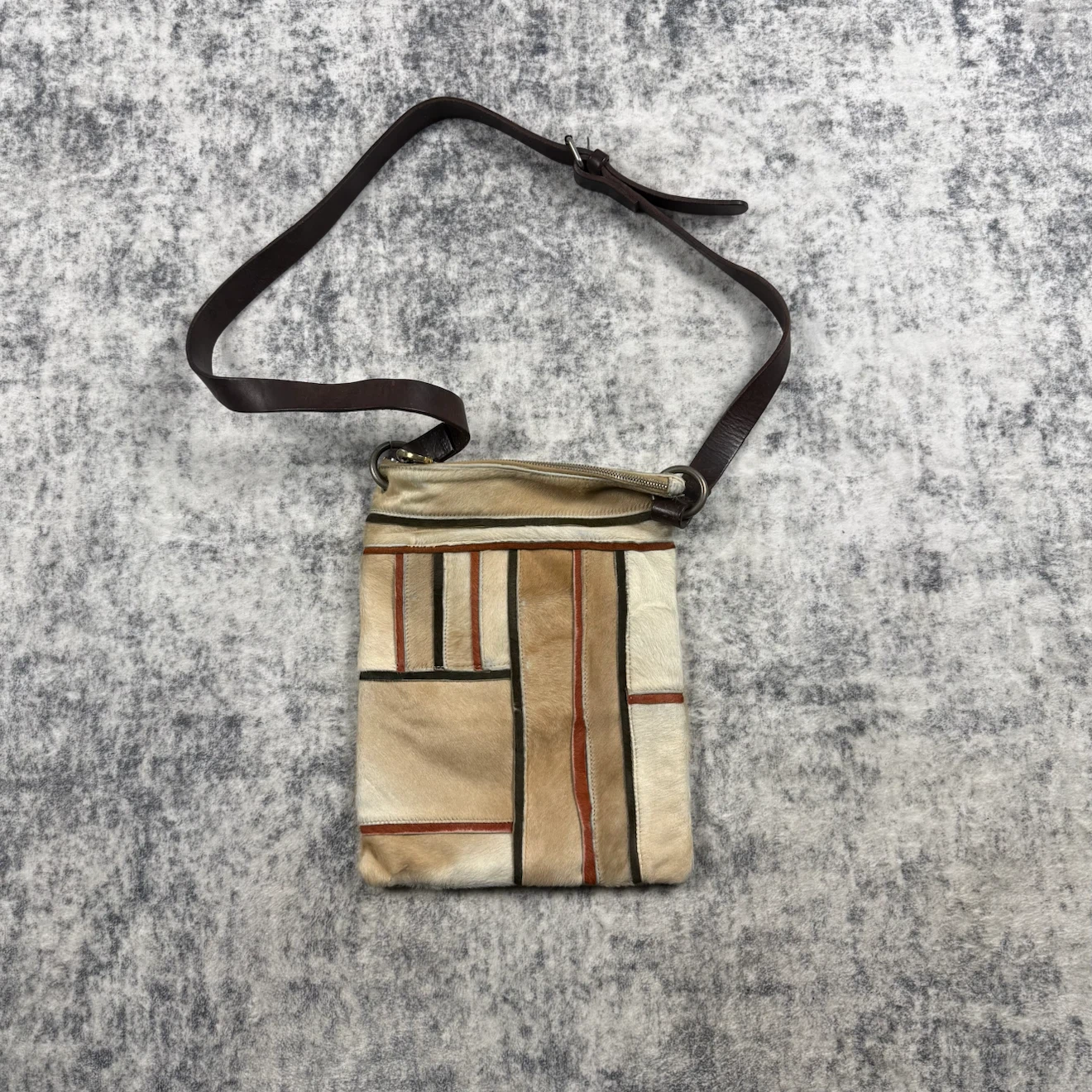 Dries Van Noten Pony Hair Patchwork Leather Crossbody Bag
