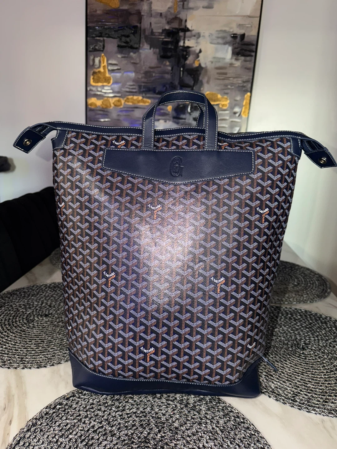 Goyard Navy Blue Backpack