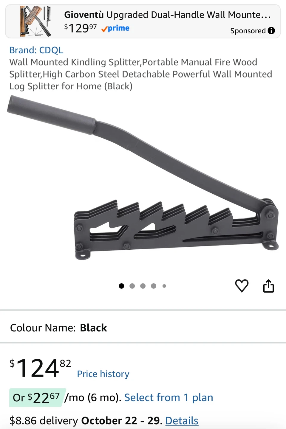 Wall Mounted Kindling Splitter Black - photo 3