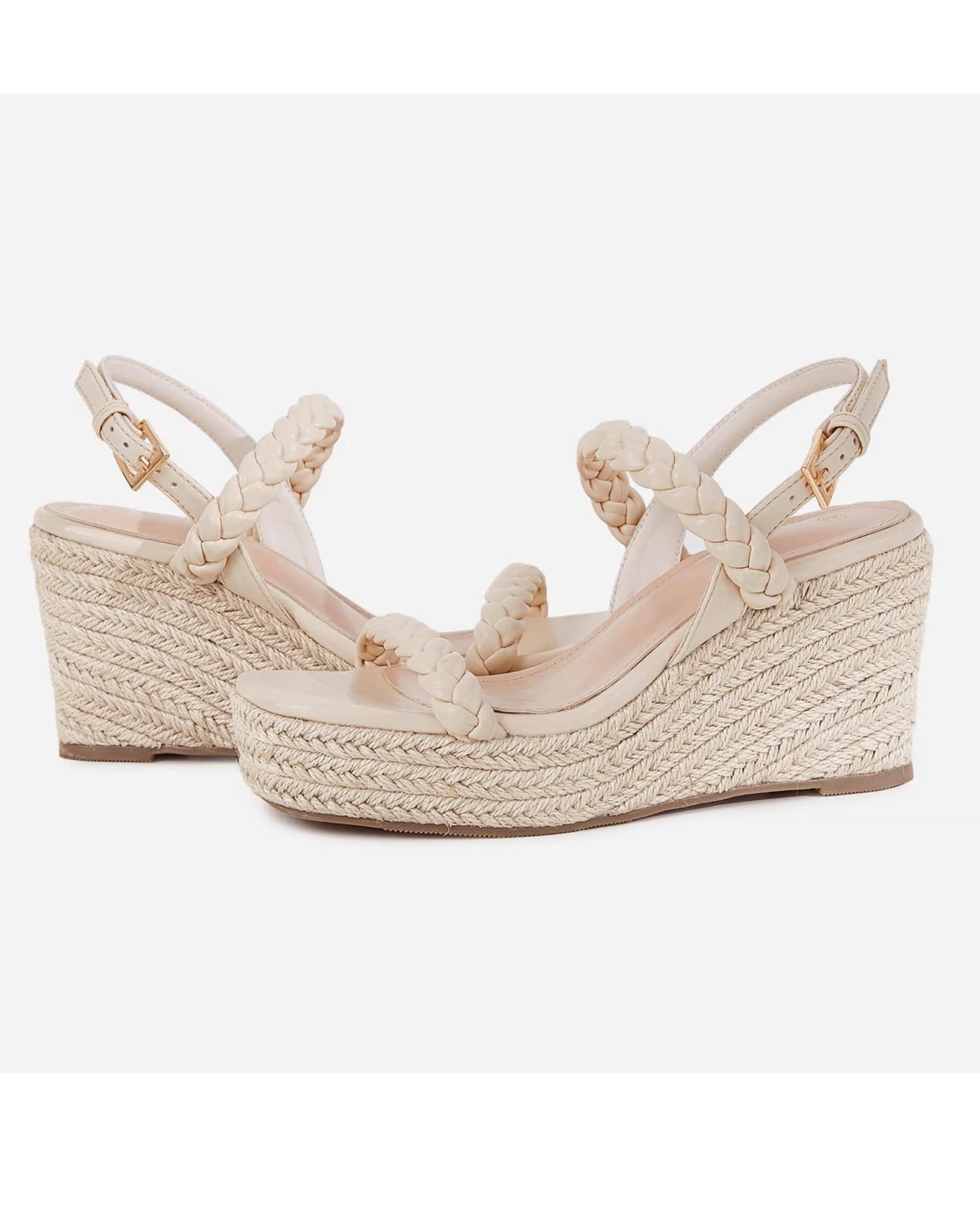 Womens Espadrille Wedge Sandals Beige Size 8.5