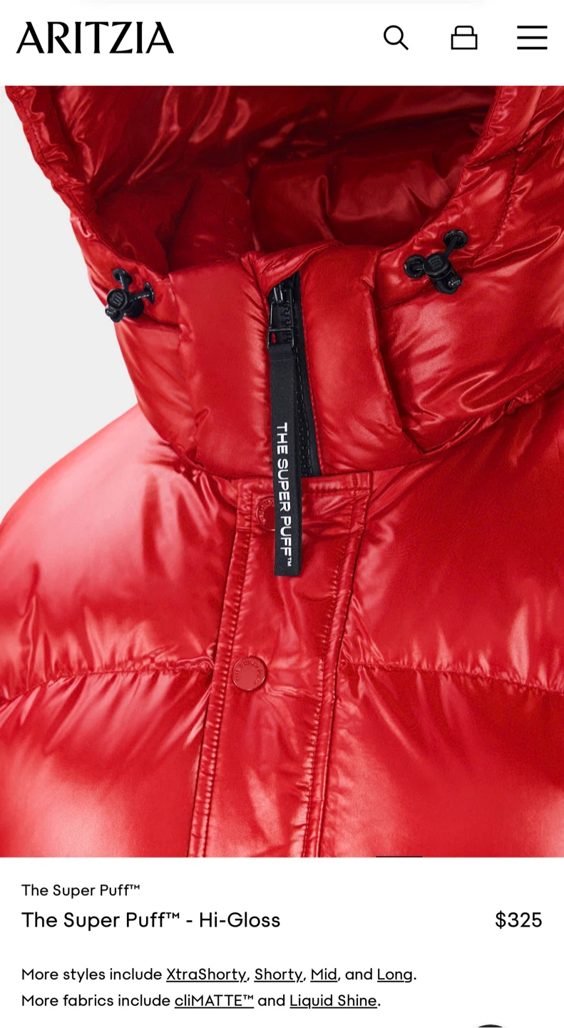 Aritzia Super Puff Gloss Red size Large - photo 5