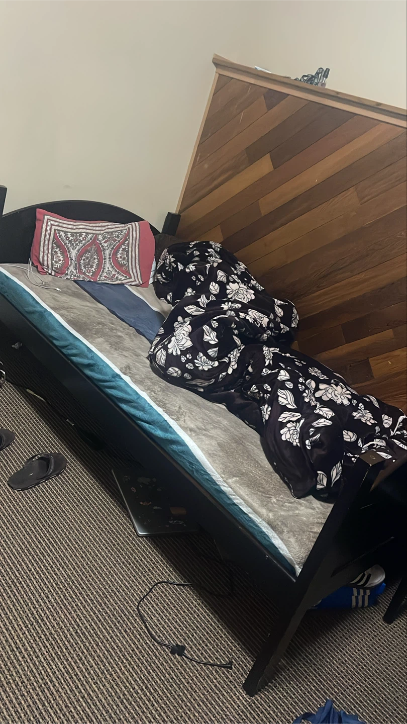 Fan, 2 black chairs , single wooden bed with mattress - photo 5