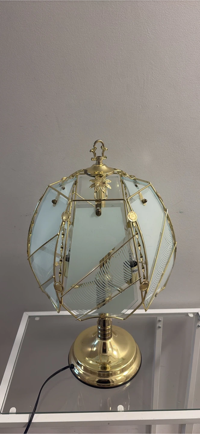 Vintage Brass and Glass Globe Table Lamp