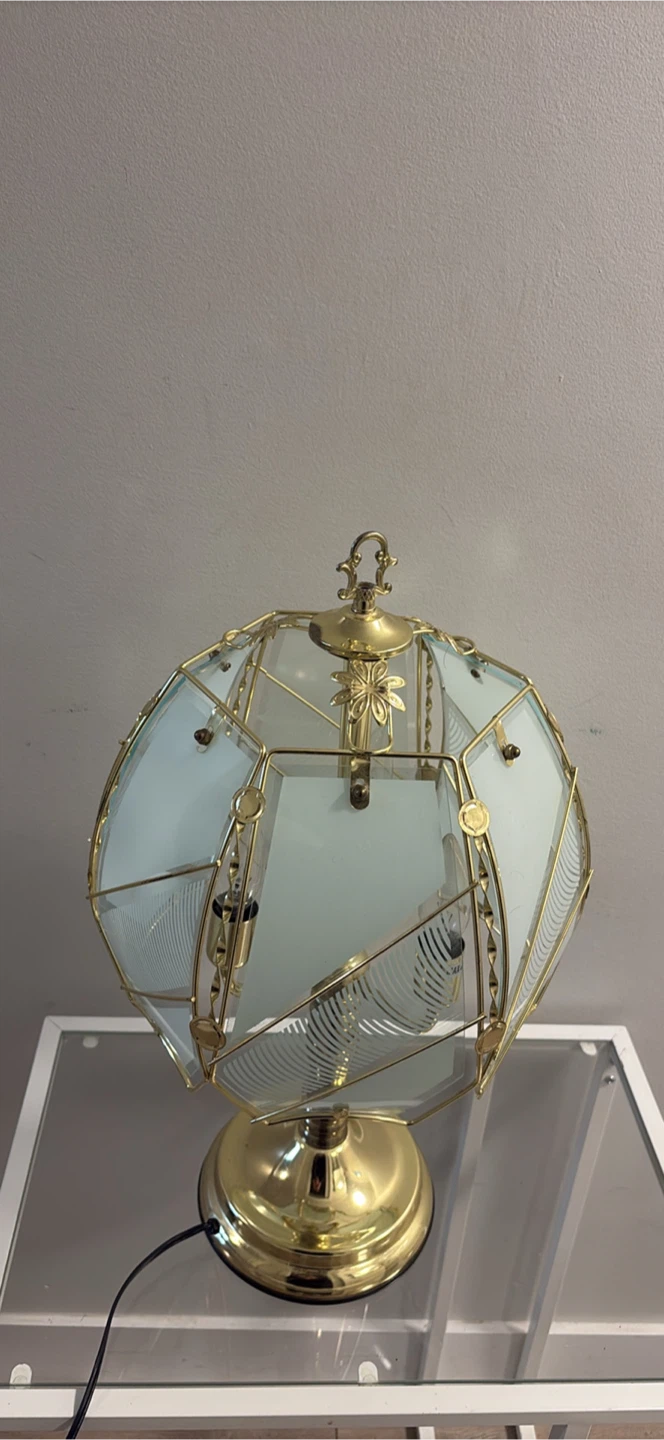 Vintage Brass and Glass Globe Table Lamp - photo 2