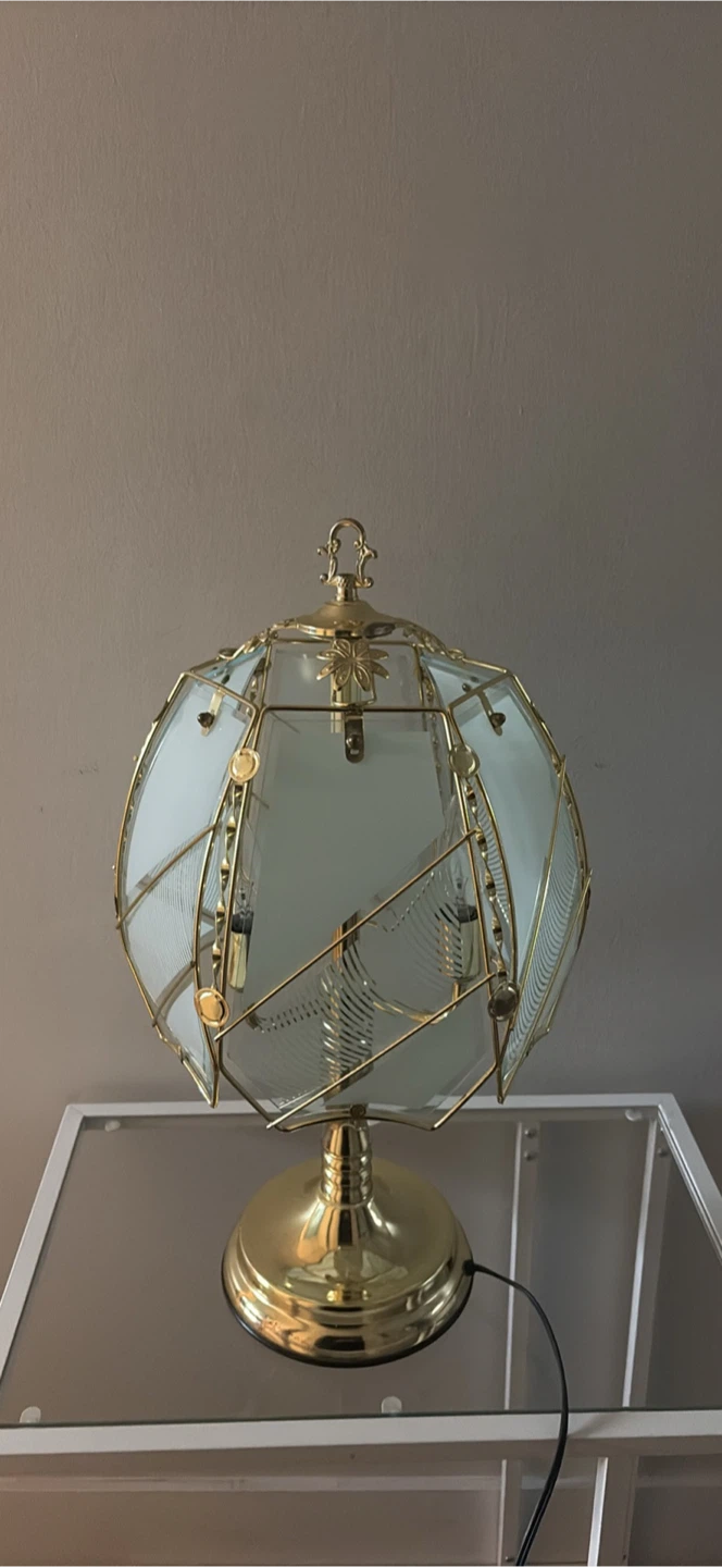 Vintage Brass and Glass Globe Table Lamp - photo 4