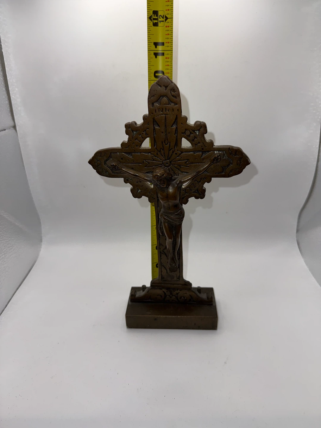 Vintage Bronze Crucifix Table Cross - photo 4