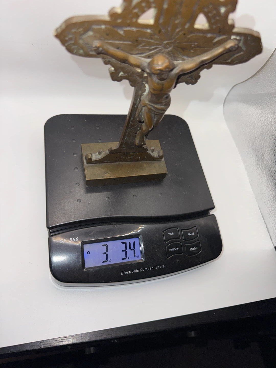 Vintage Bronze Crucifix Table Cross - photo 5