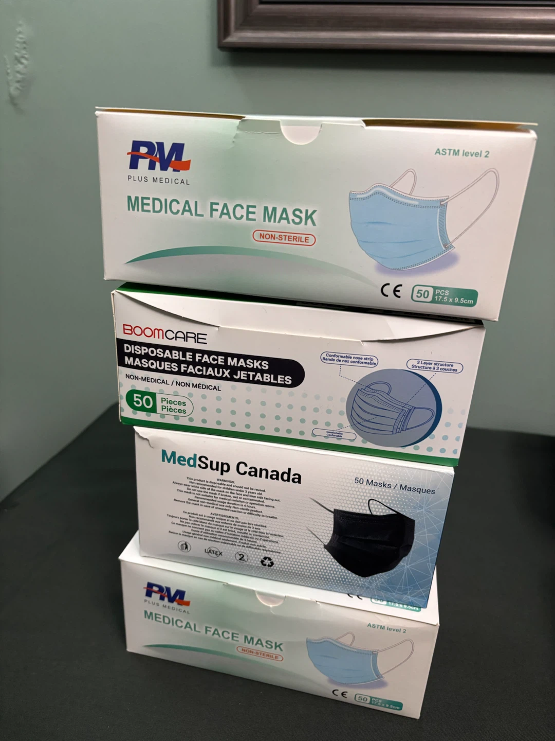 Assorted Disposable Face Masks - 4 Boxes