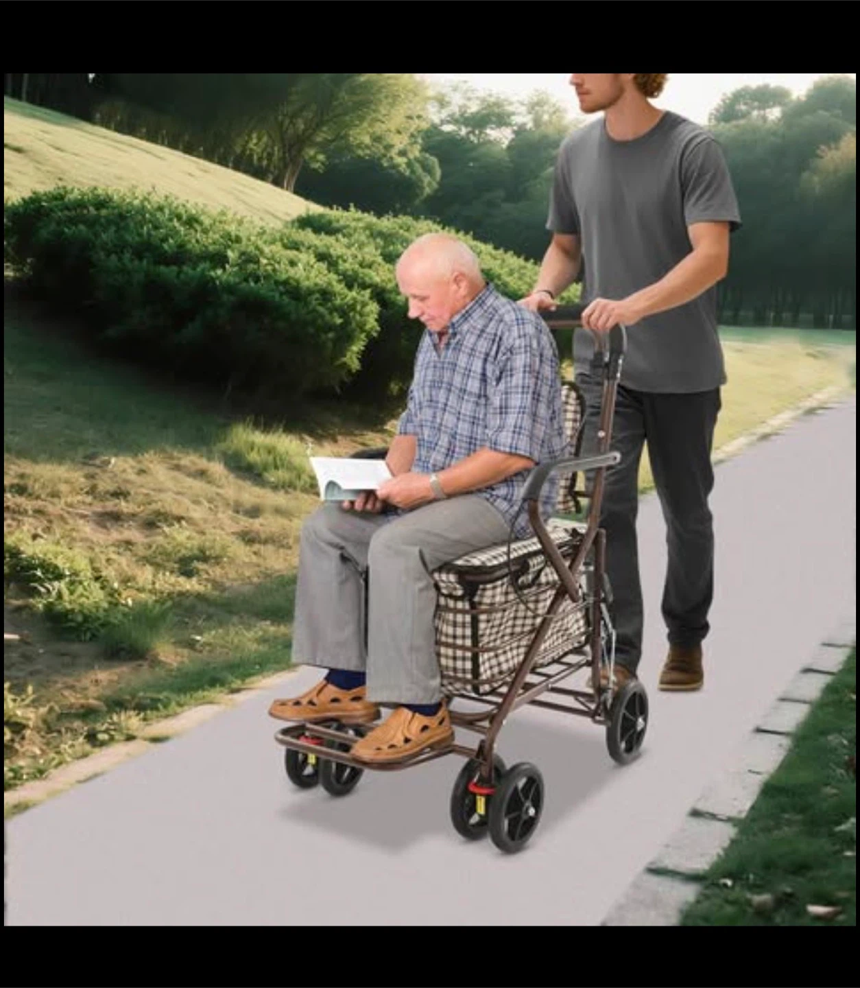 Folding Elderly Shopping Cart Walker with Seat