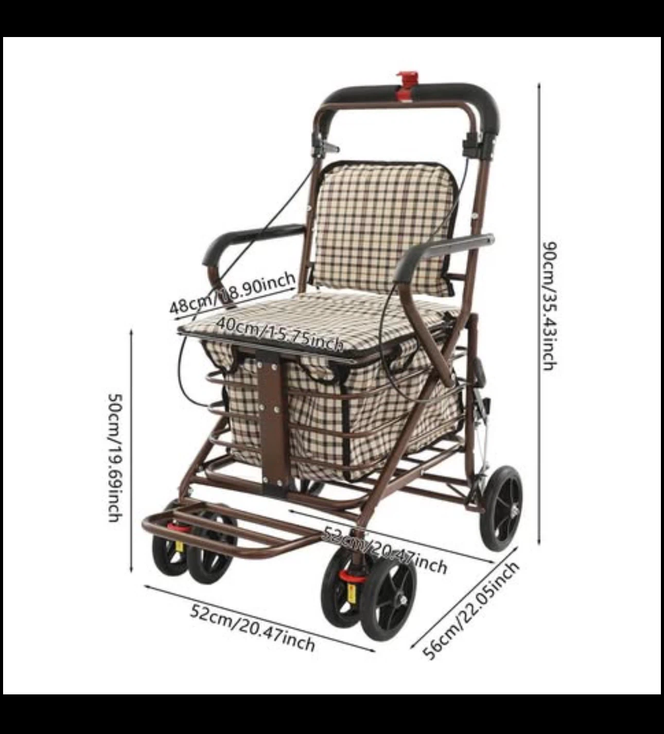 Folding Elderly Shopping Cart Walker with Seat - photo 2