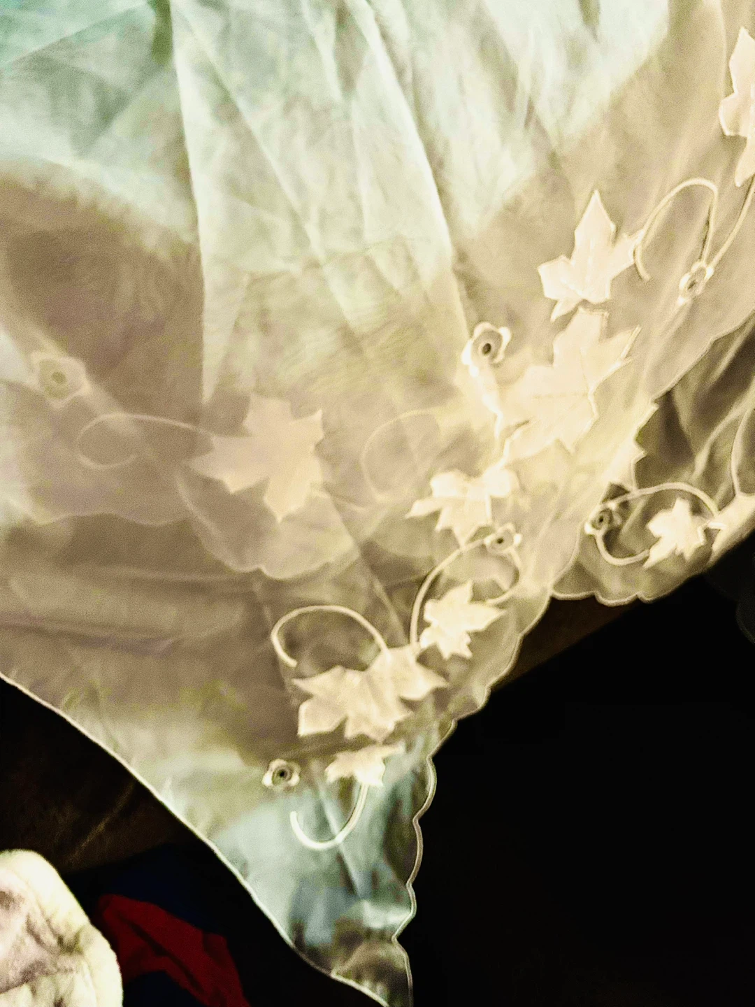 Brand New White Sheer Valance with Leaf Embroidery - photo 2