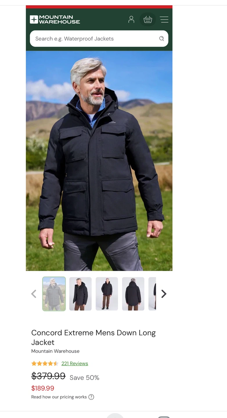 Mountain Warehouse Concord Extreme Men's Down Long Jacket