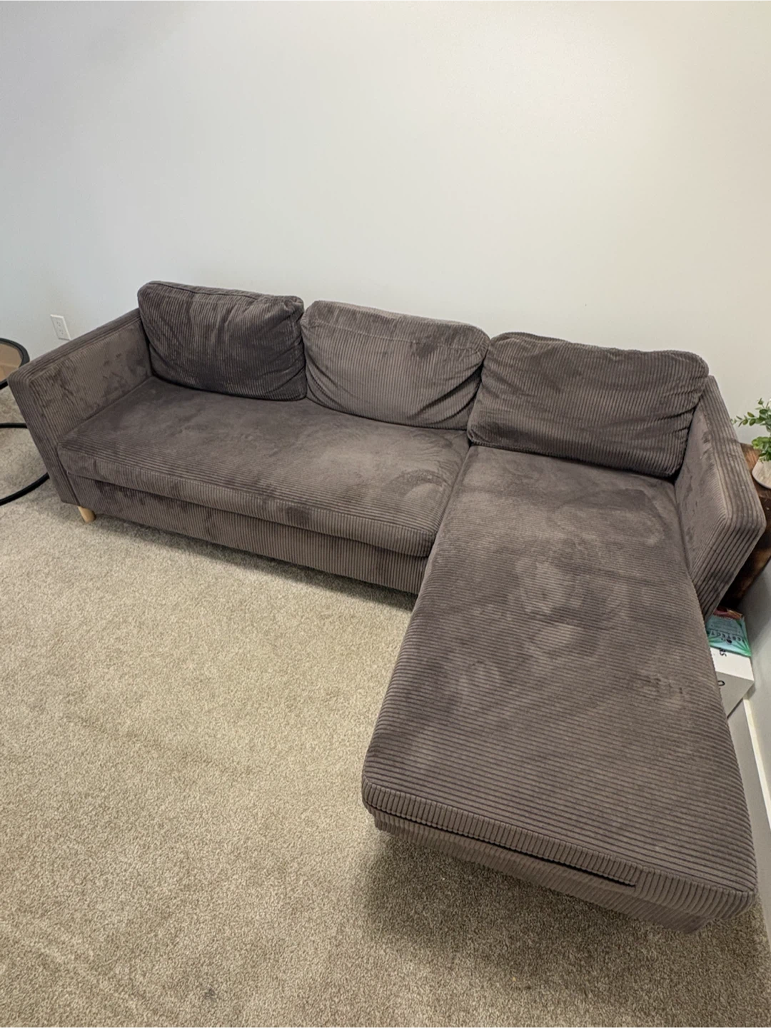 Dark Grey Corduroy Sectional Sofa