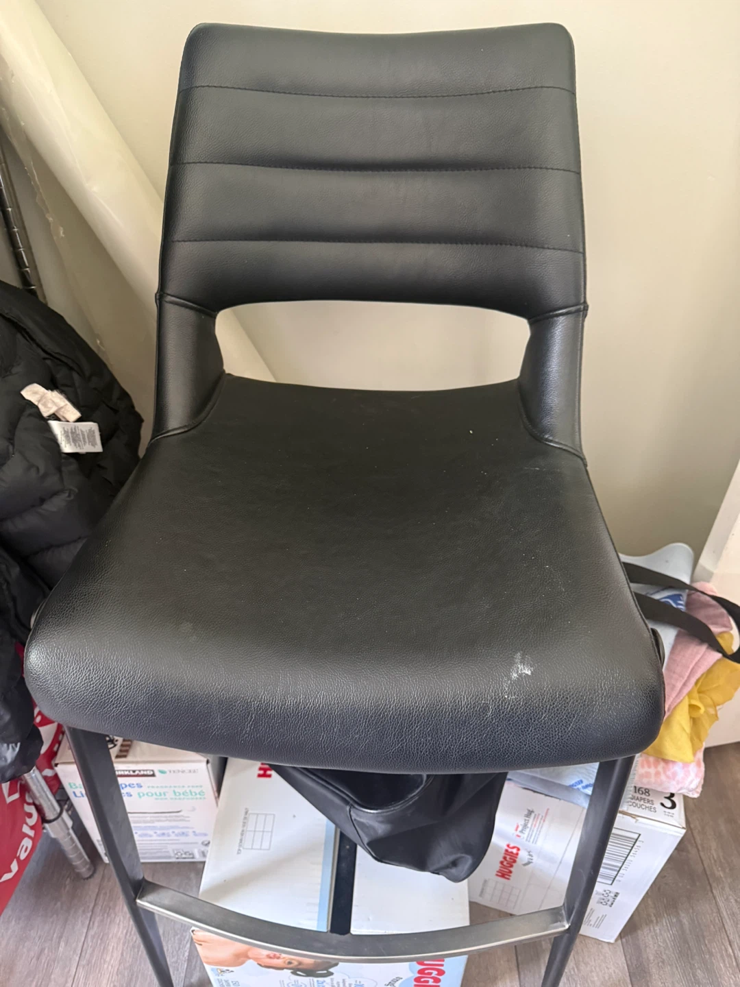 Black Faux Leather Bar Stool