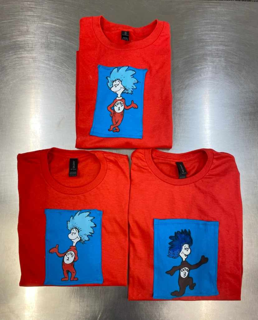 Dr. Seuss “Thing 1 - 3” Character Patch Shirts