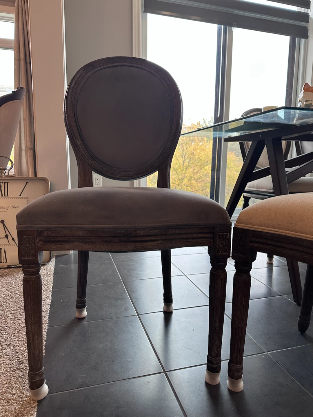 Glass dining table and Set of 6 Upholstered Dining Chairs - photo 5