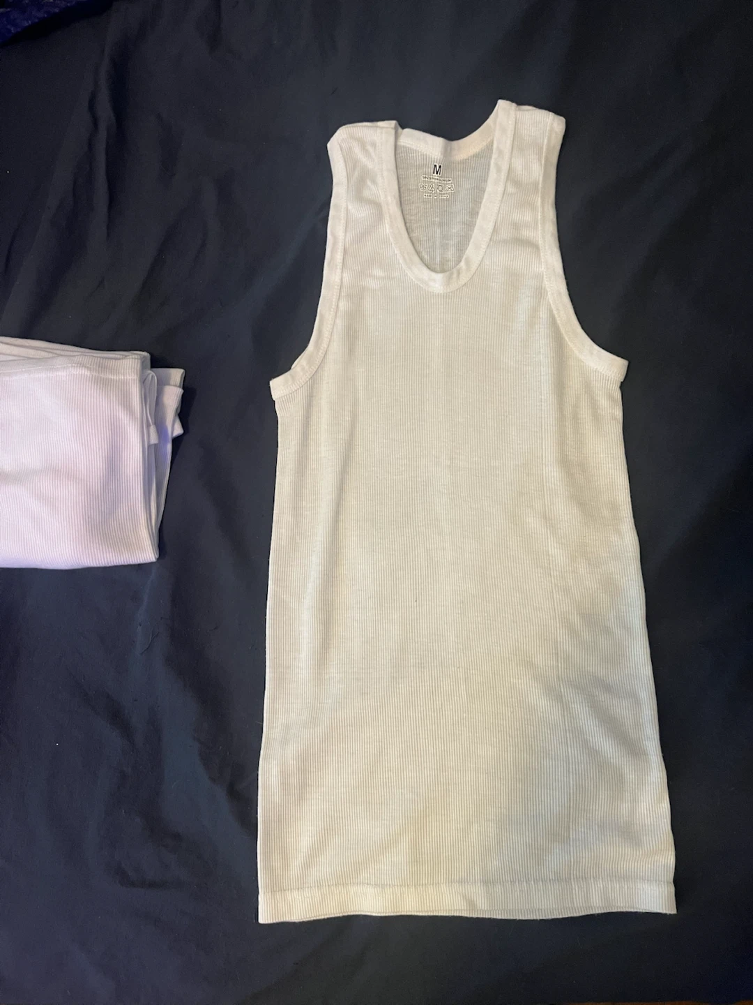 Set of 5 White Ribbed Tank Tops