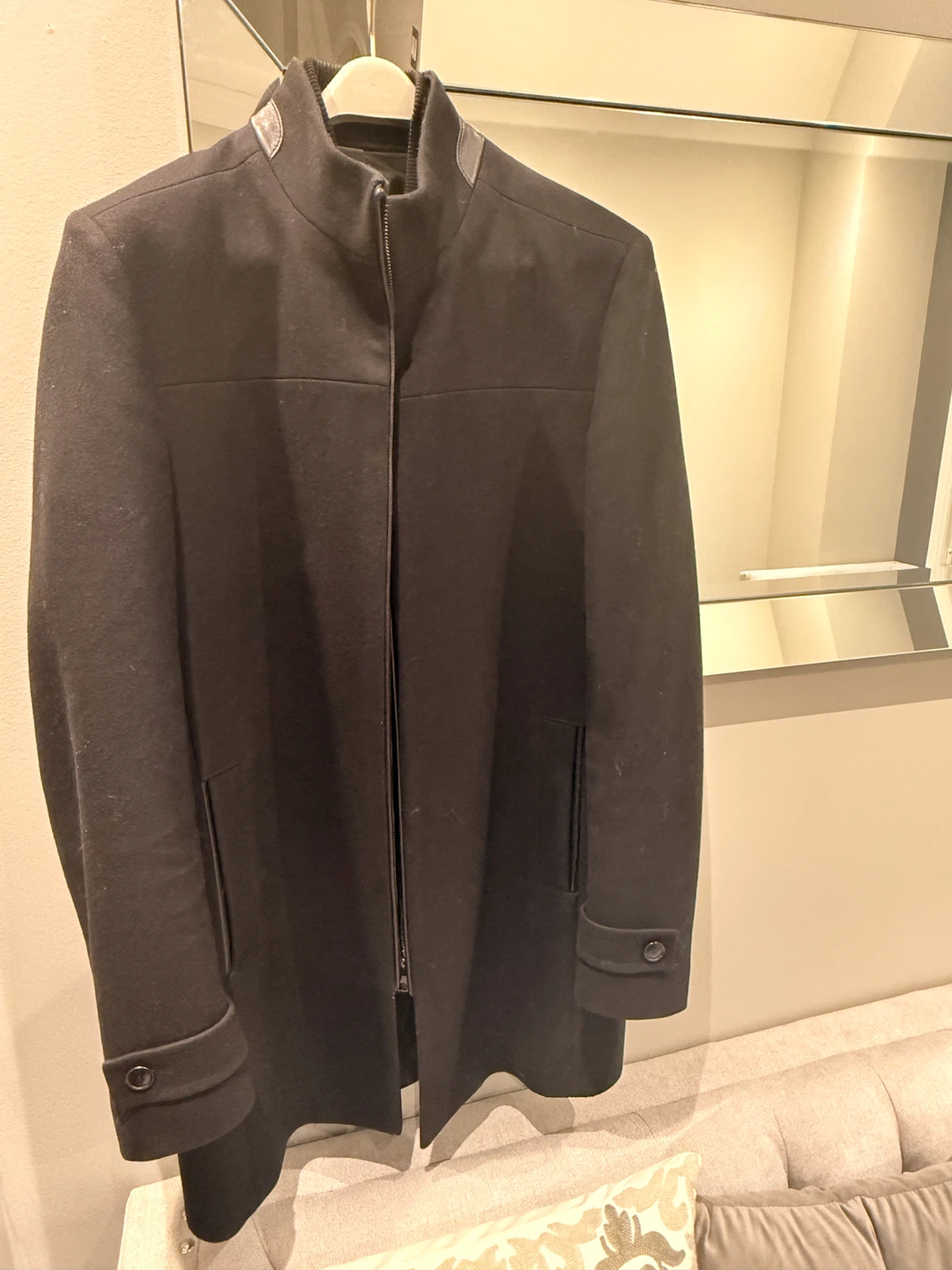 ZARA Men's Wool Blend Coat - Excellent Condition Size L (Black) - photo 2
