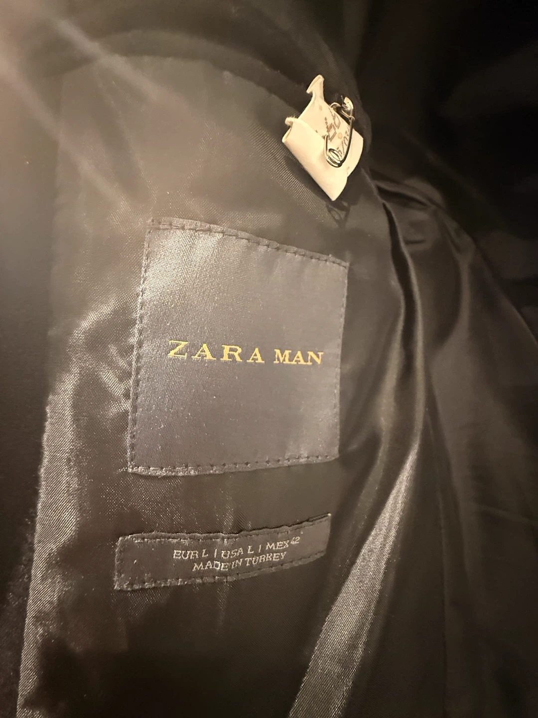 ZARA Men's Wool Blend Coat - Excellent Condition Size L (Black) - photo 3