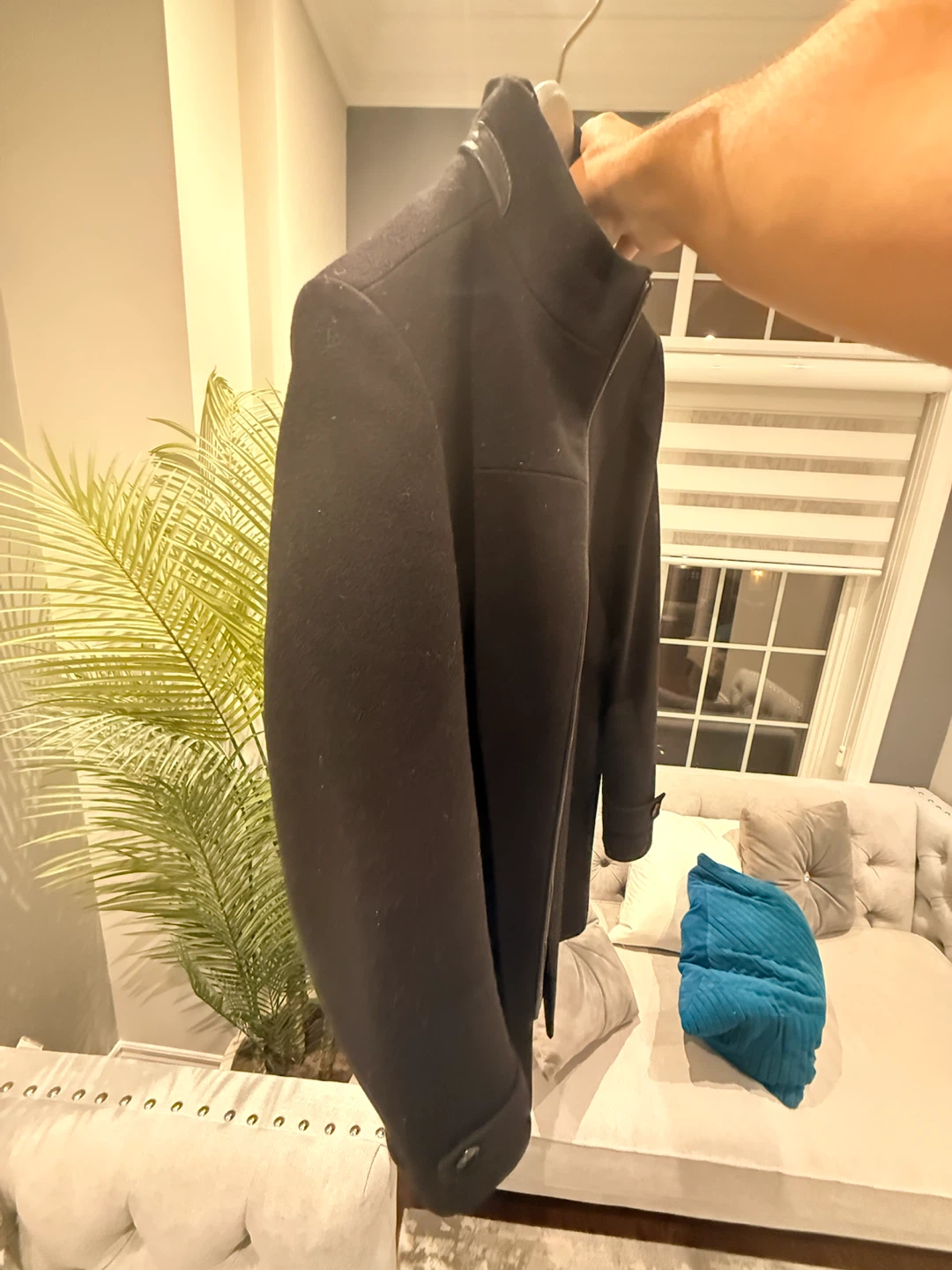 ZARA Men's Wool Blend Coat - Excellent Condition Size L (Black) - photo 4