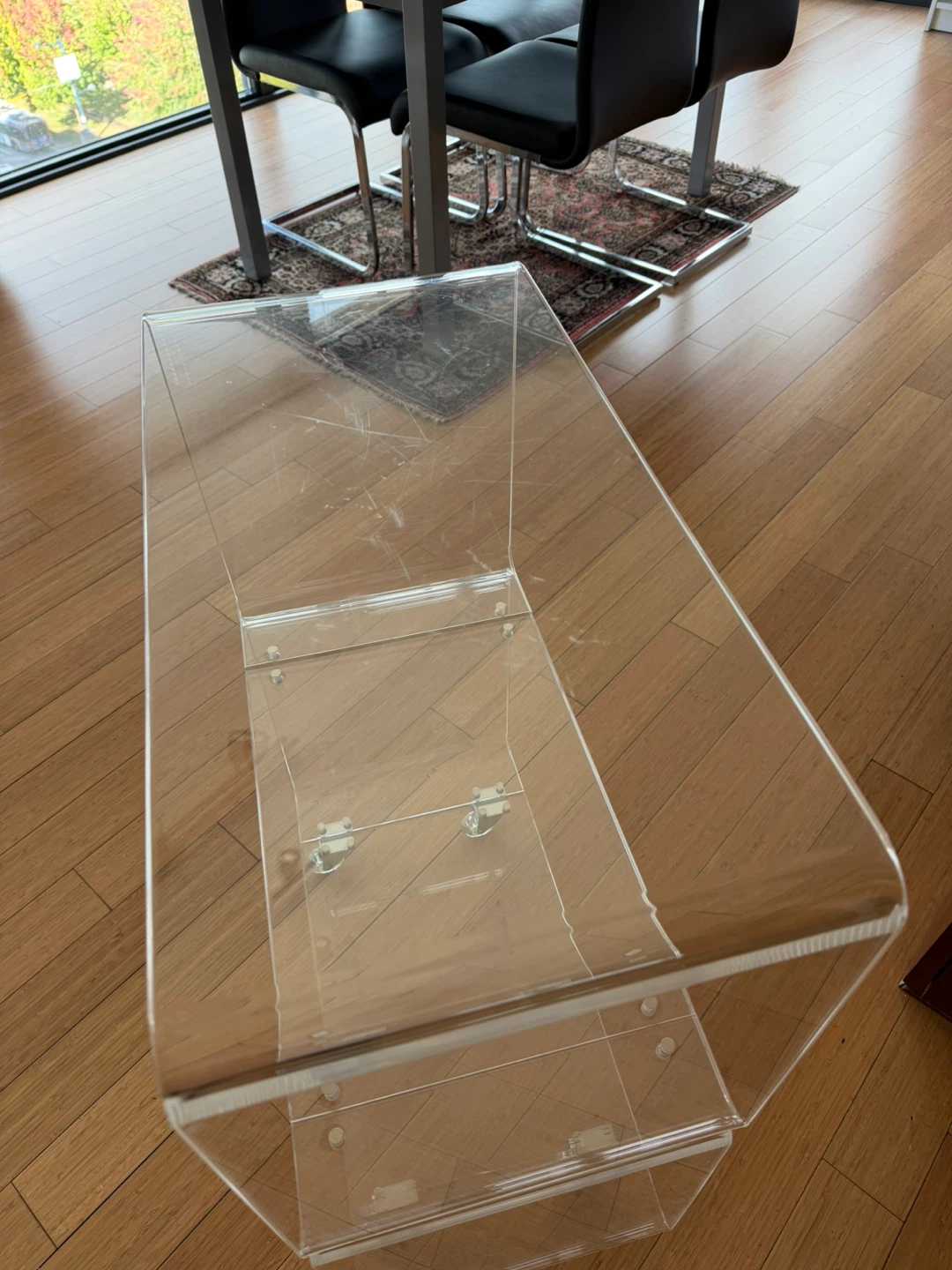 CB2 Peekaboo Acrylic Two Shelf Rolling Cart - photo 2