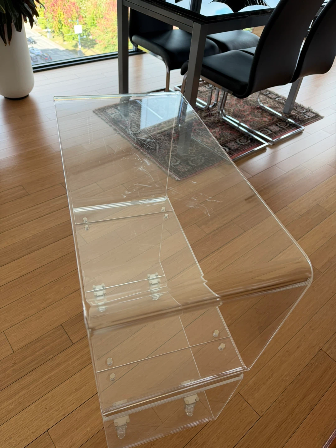 CB2 Peekaboo Acrylic Two Shelf Rolling Cart - photo 3