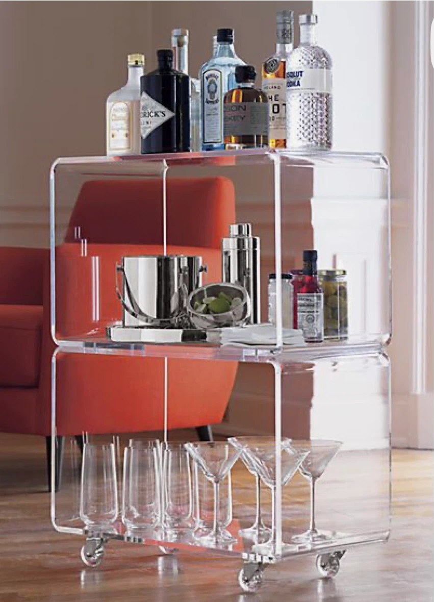 CB2 Peekaboo Acrylic Two Shelf Rolling Cart - photo 4